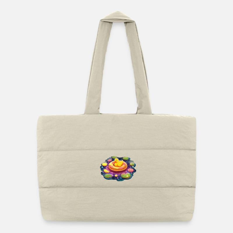 Donut ducks in galaxy lake Puffer Shopping Bag