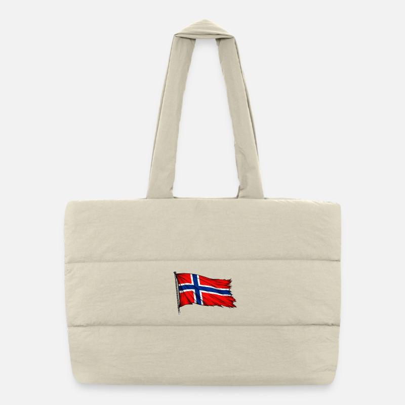 Drapeau norvégien flottant Sac shopping matelassé