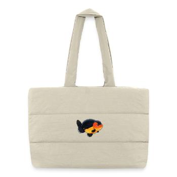 Poisson rouge de haute qualité Ranchu Orange Noir - Sac shopping matelassé - blanc naturel - Devant