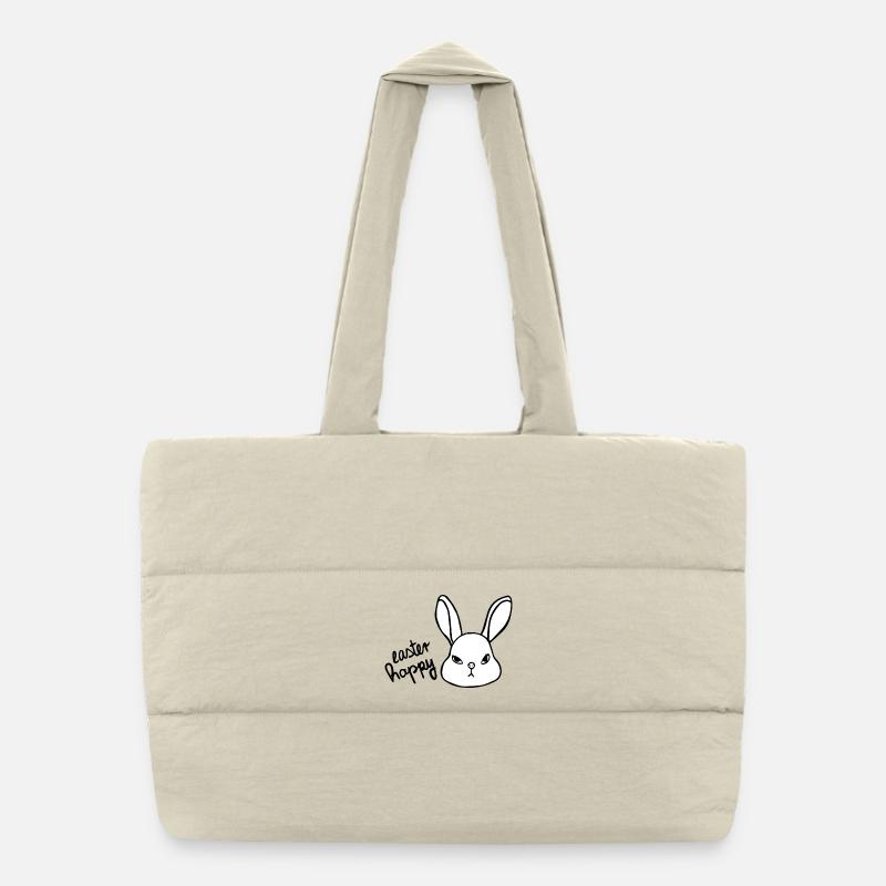 Sarcastic Easter Bunny - Easter Happy Bunny - Puffer Shopping Bag - natural