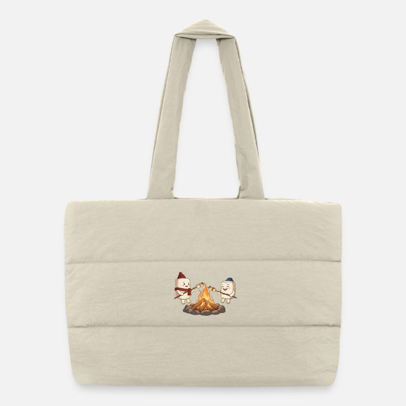 Lagerfeuer-Marshmallow-Freunde Puffer-Einkaufstasche