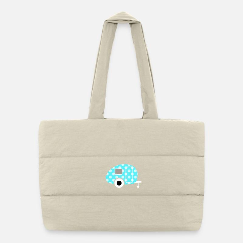 Caravan Dots Camping Points Camping, Vintage Rétro Sac shopping matelassé