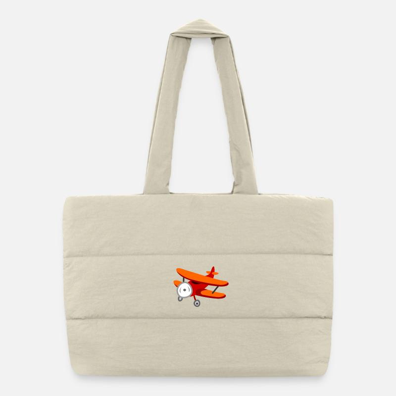 Roter Doppeldecker-Flugzeug Puffer-Einkaufstasche