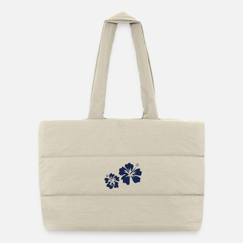 Blue hibiscus Puffer Shopping Bag