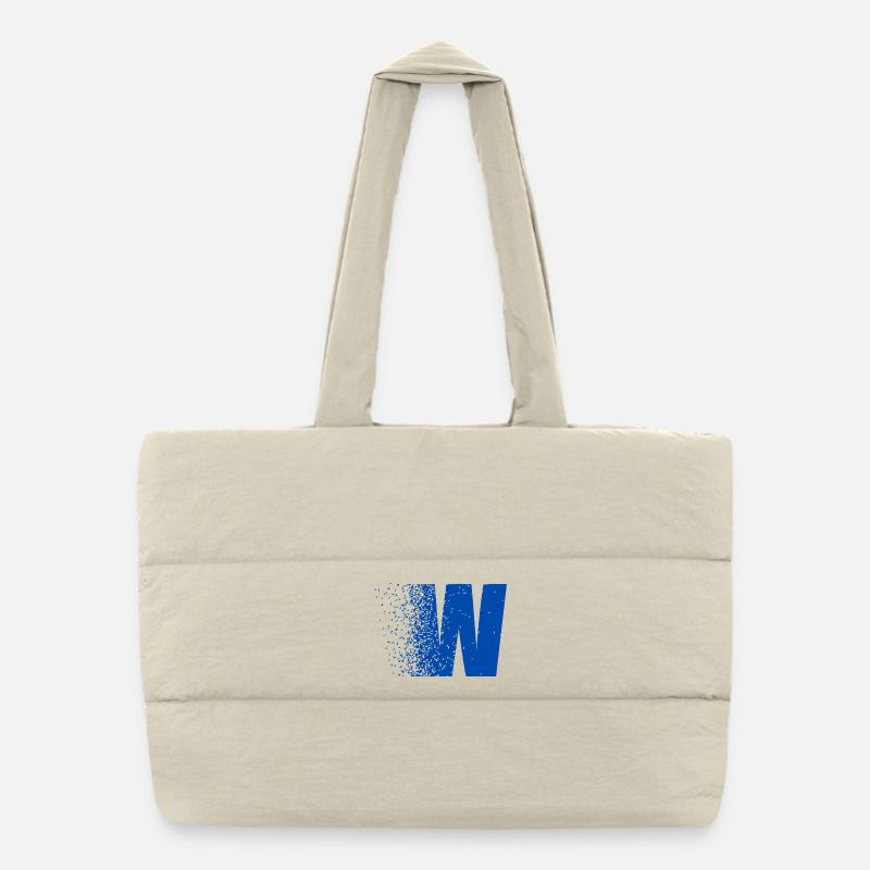 W fragmenté en bleu gras Sac shopping matelassé