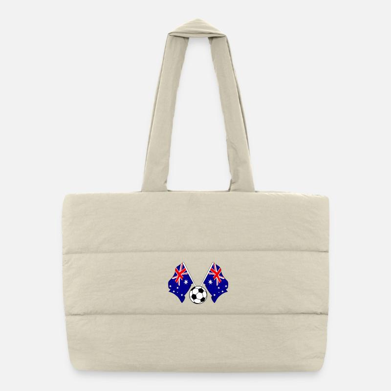 Two Australian flags with a soccer ball Puffer Shopping Bag