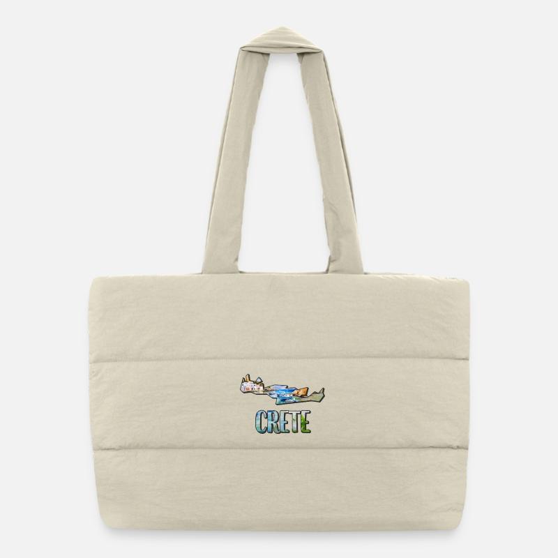 Watercolor Map Crete Puffer Shopping Bag