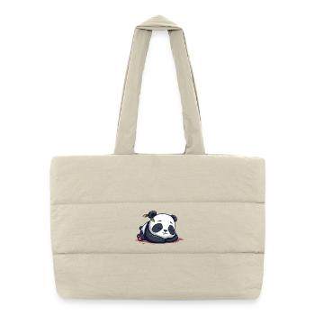 Cute Cartoon of a Sleeping Panda - Adorable design - Puffer Shopping Bag - natural - Front