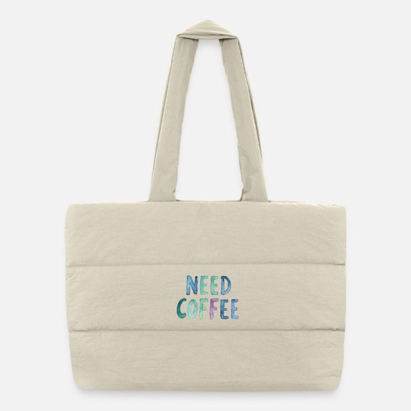 Brauche Kaffee Aquarell Text Puffer-Einkaufstasche