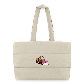 Chasse-neige amusant avec pelle à neige - Sac shopping matelassé - blanc naturel - Devant
