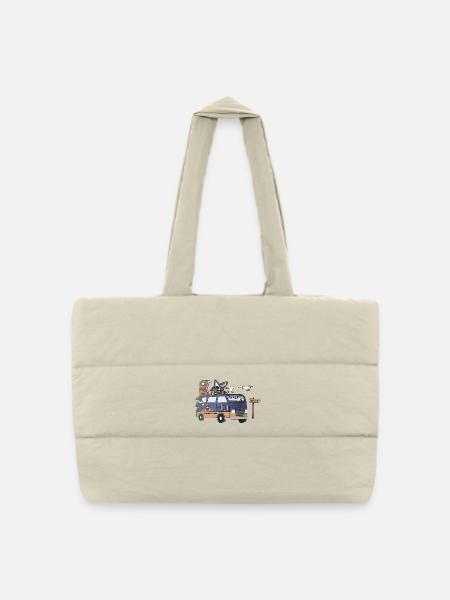 Küste Ostsee Nordsee Camper Motiv Vanlife Camping - Gesteppte Shopping Bag - Naturweiß