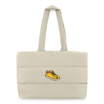 Surprised Schuh – lustiger Cartoon-Schuh - Puffer-Einkaufstasche - Naturweiß - Vorne