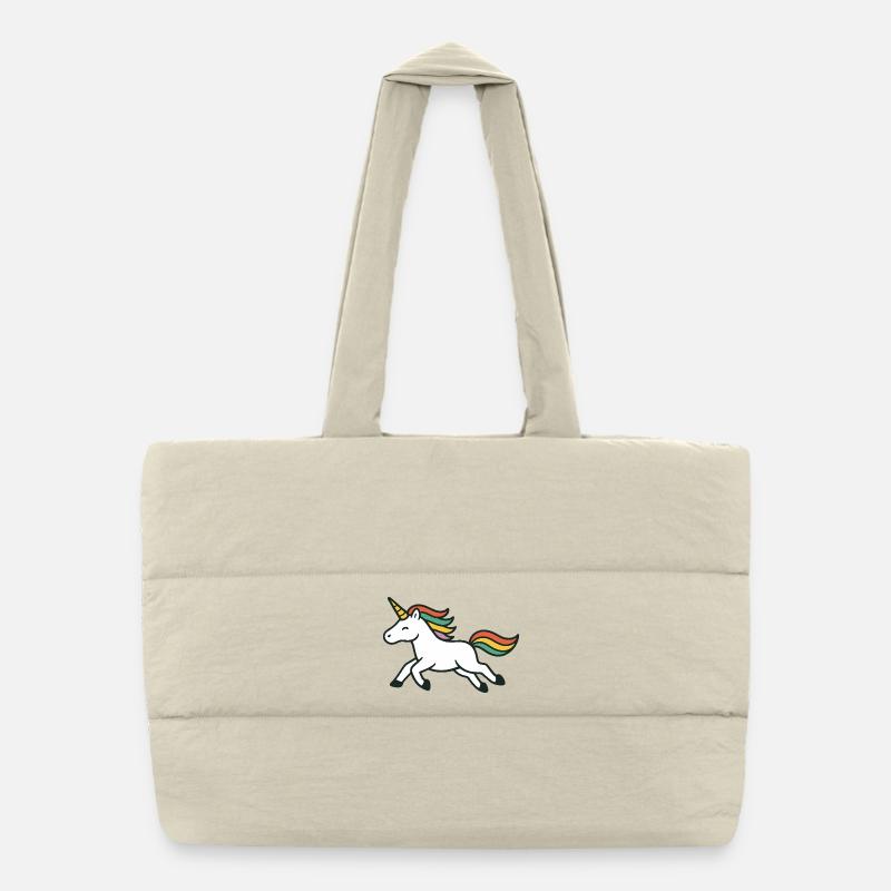 Licorne Joyeuse avec Art de crinière colorée Sac shopping matelassé