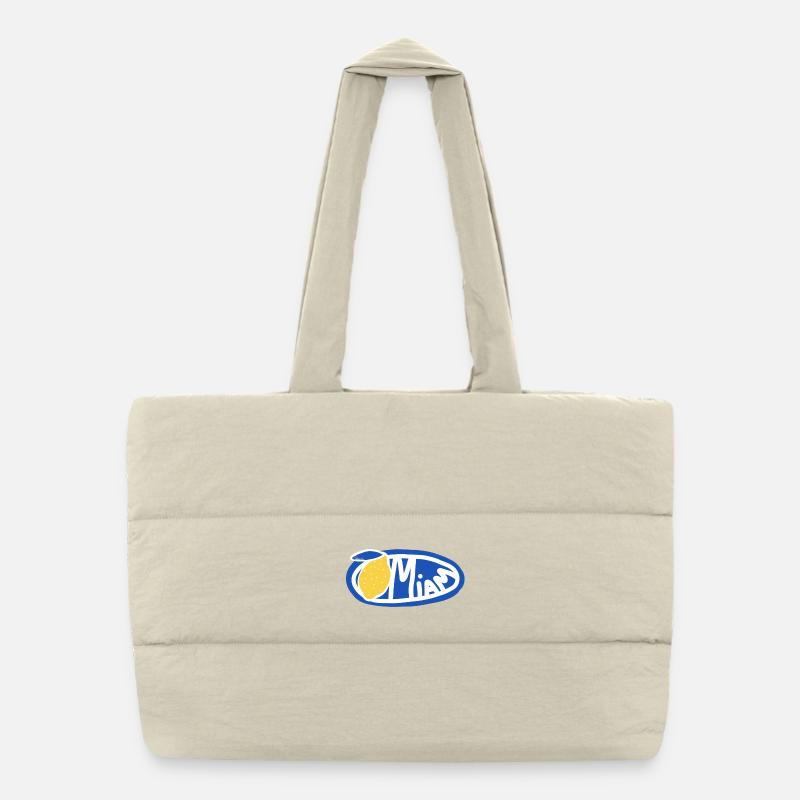 Lemon Yum Blue Retro Oval Logo Puffer Shopping Bag