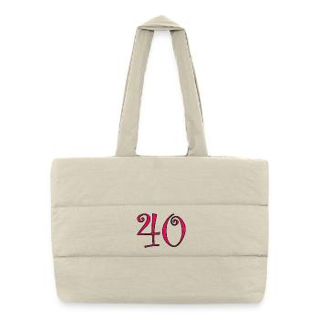 40. 40 ANS. 40e ANNIVERSAIRE. ANNIVERSAIRE 40 ANS. - Sac shopping matelassé - blanc naturel - Devant