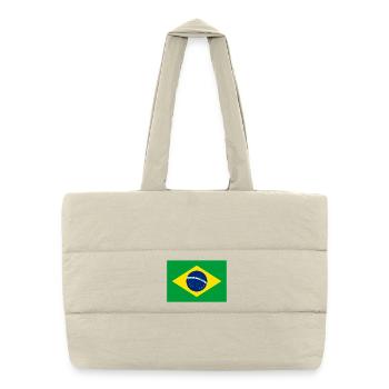 Imprimé géométrique du drapeau brésilien - Sac shopping matelassé - blanc naturel - Devant