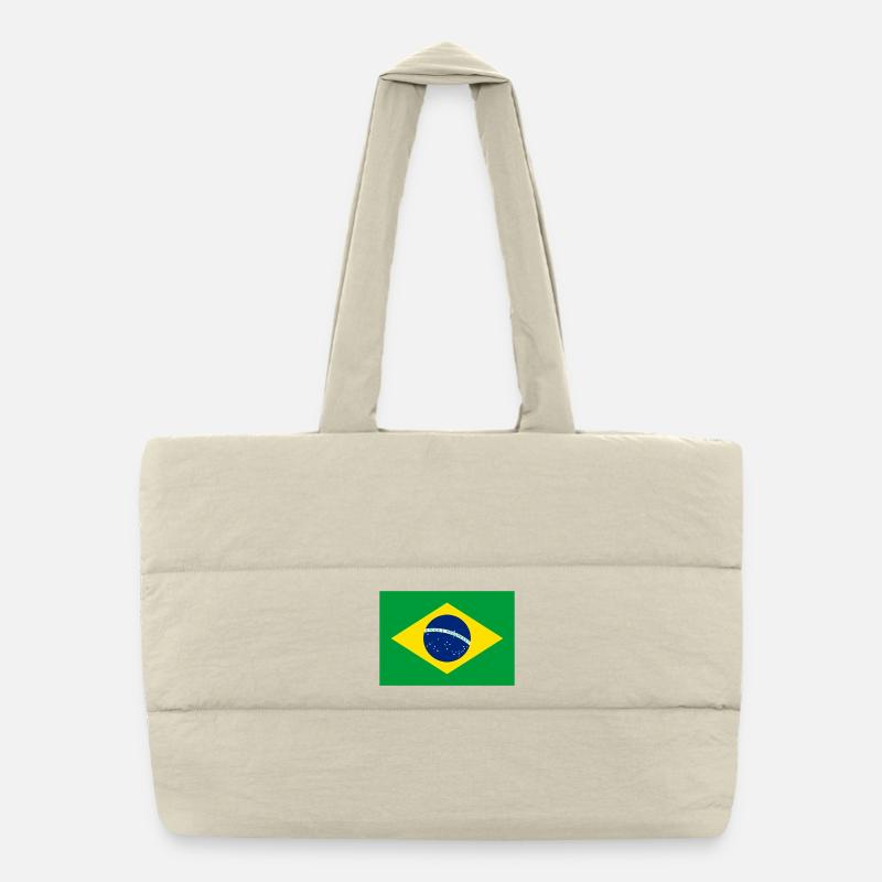 Imprimé géométrique du drapeau brésilien Sac shopping matelassé