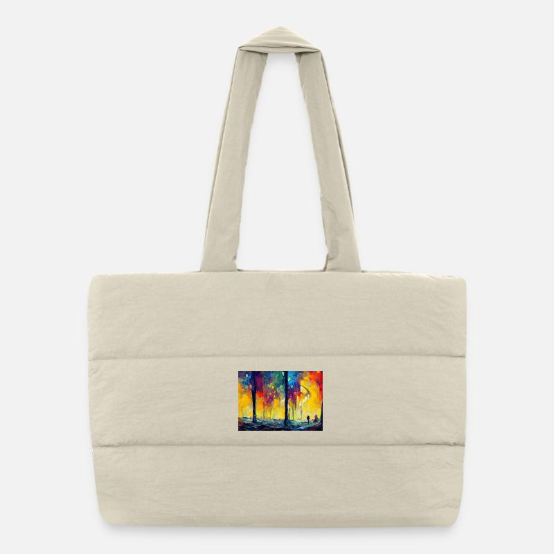 Nuit au clair de lune dans la Forêt des Couleurs Sac shopping matelassé