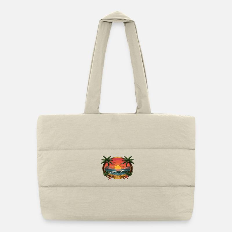 Cercle d’onde du coucher de soleil tropical - Sac shopping matelassé - blanc naturel