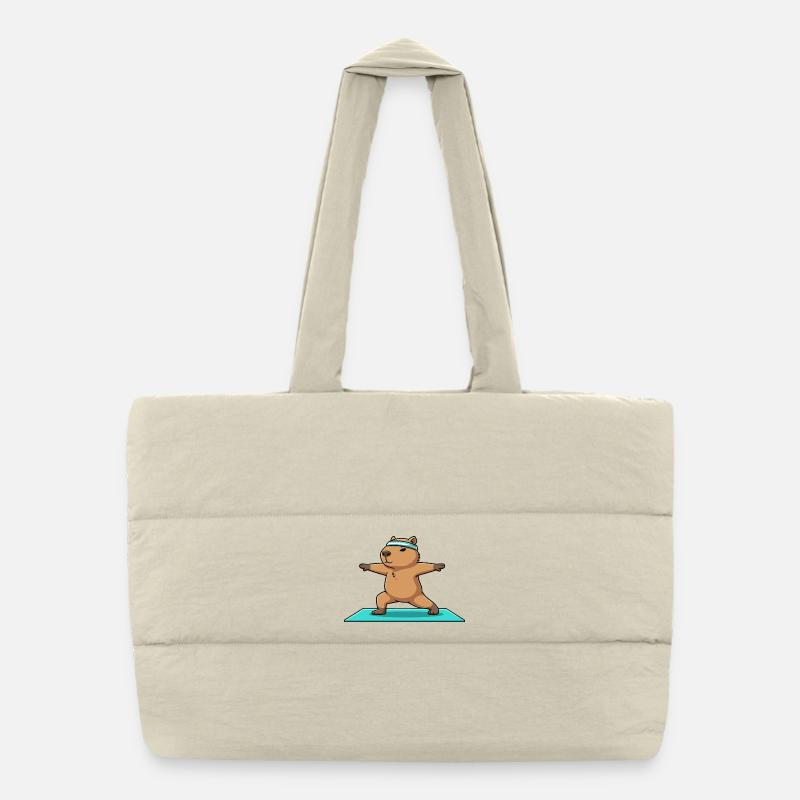 Yoga Capybara Roggeur en posture de guerrier Sac shopping matelassé