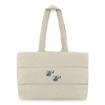 Helicopter Cartoon - Puffer Shopping Bag - natural - Front