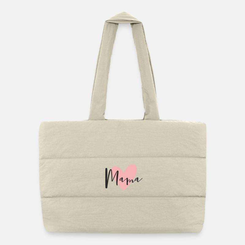 Mama mit Herz – Liebevolles Textdesign Puffer-Einkaufstasche