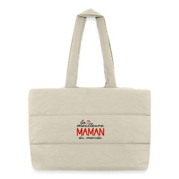MAMAN Coeur Rouge Logo Lettré - Sac shopping matelassé - blanc naturel - Devant
