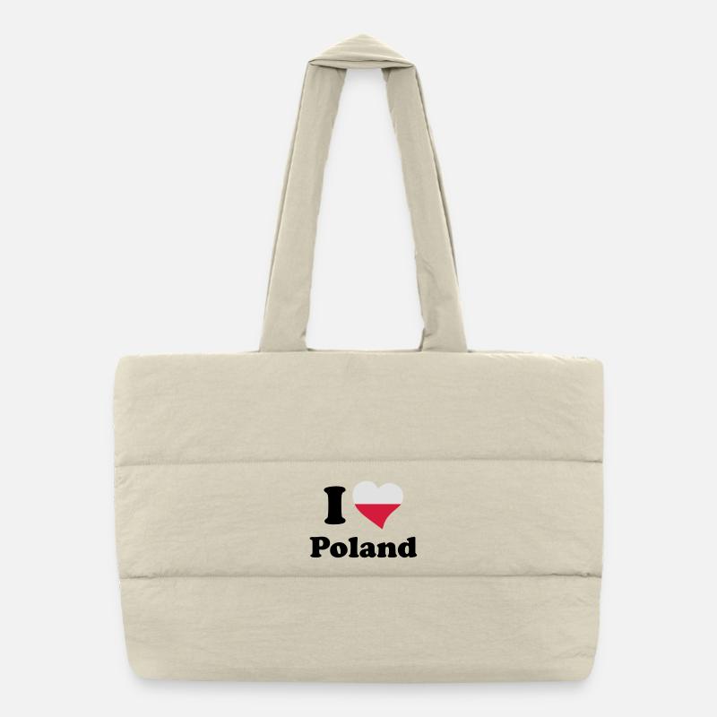 I love Poland - J'aime la Pologne Sac shopping matelassé