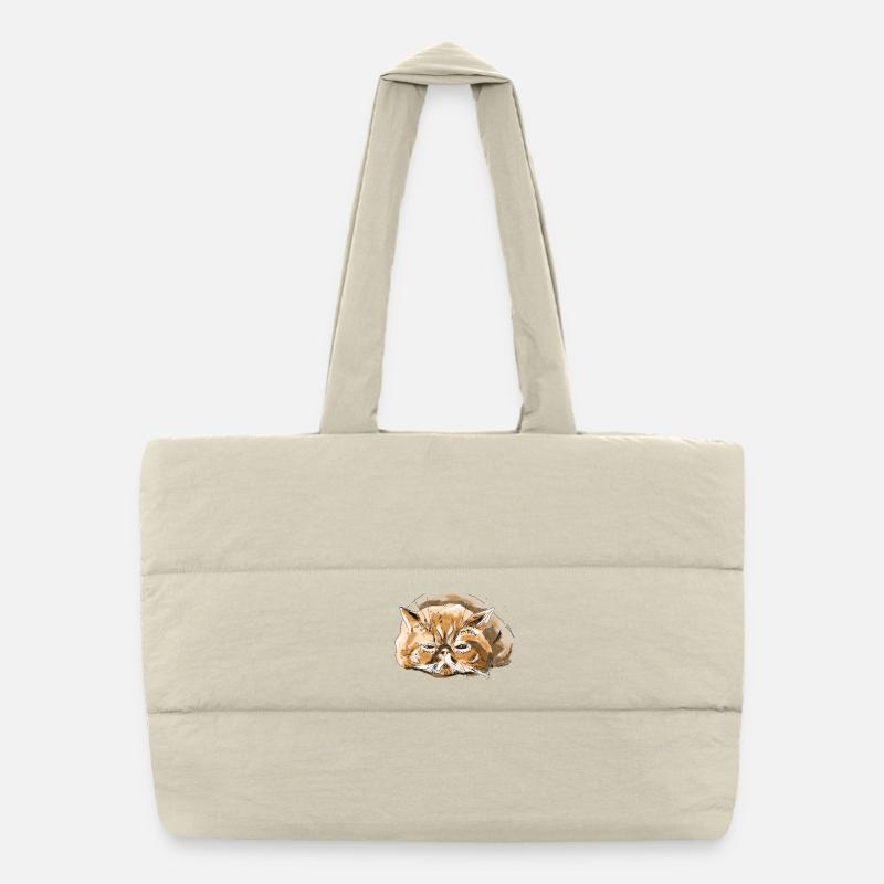 Chat persan - Sac shopping matelassé - blanc naturel