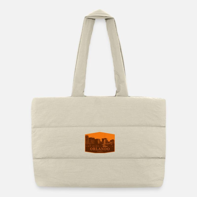 Orlando Skyline Badge Orange Puffer-Einkaufstasche
