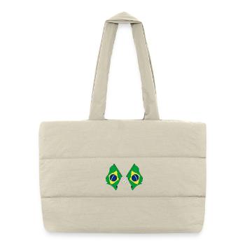 Drapeau du Brésil croisé - Sac shopping matelassé - blanc naturel - Devant