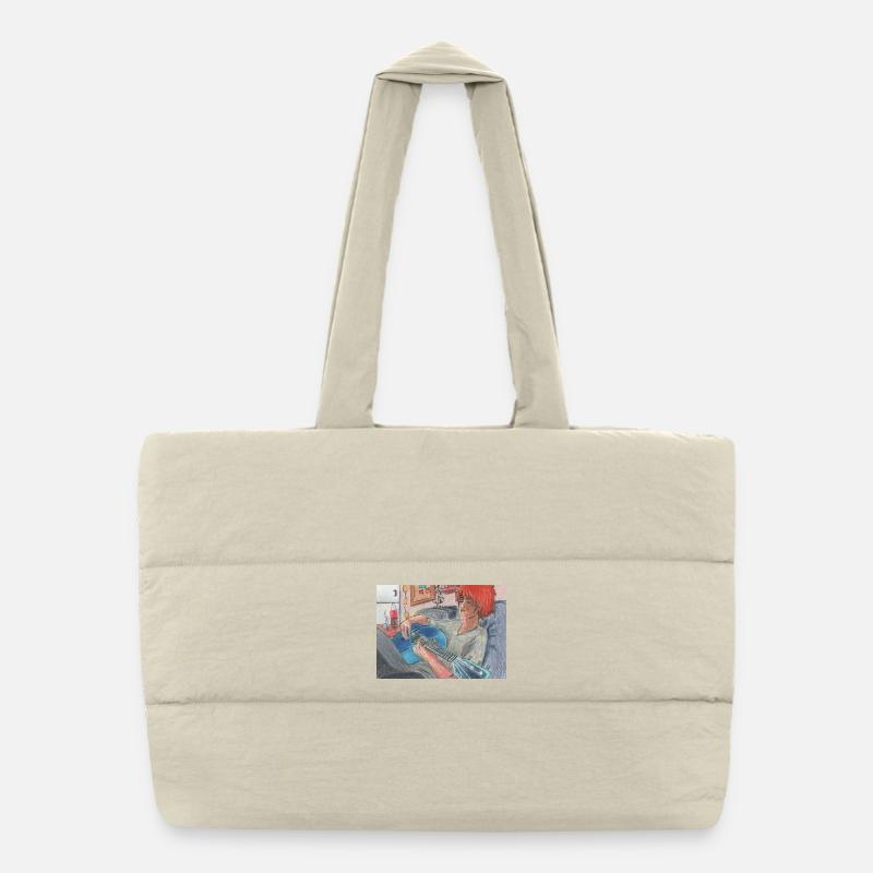 Blaue Gitarre Puffer-Einkaufstasche