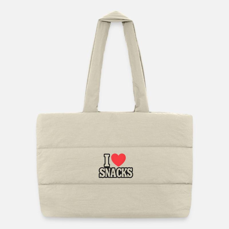 Liebe zu Snacks Ausdruck Puffer-Einkaufstasche