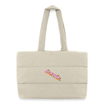 Iconic Retro 3D Typography Design - Puffer Shopping Bag - natural - Front