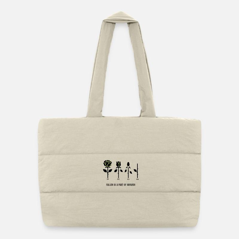 Rose minimaliste | Dessin au trait moderne Sac shopping matelassé