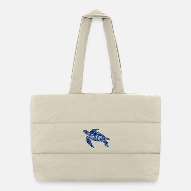 Bleu Tortue Tribal – Conception océanique Sac shopping matelassé