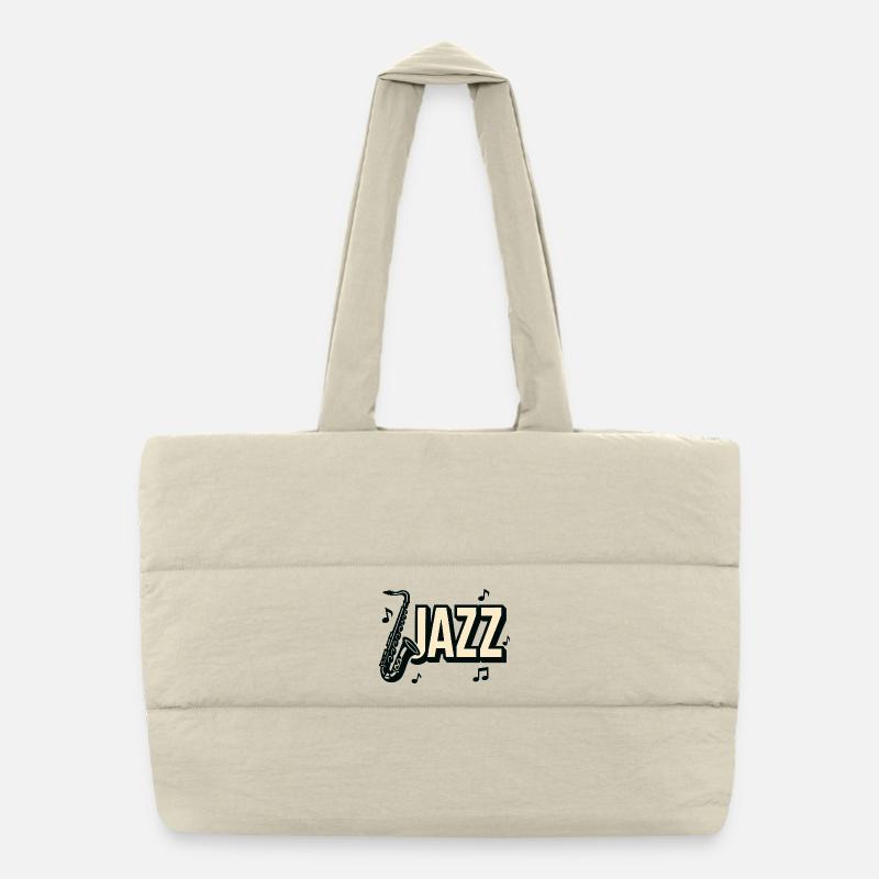 Typographie jazz saxophone notes de musique Sac shopping matelassé