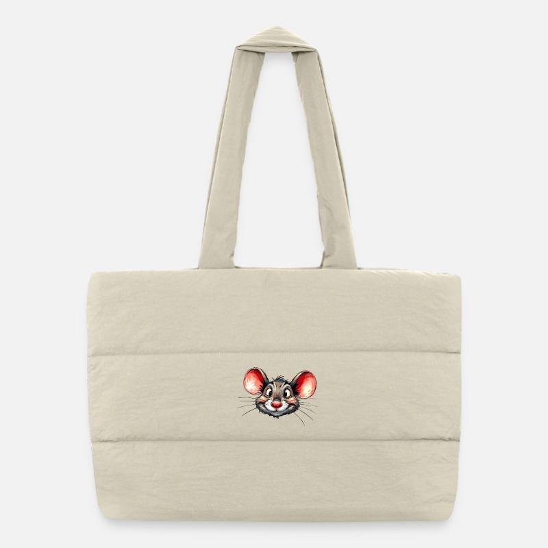 souris - Sac shopping matelassé - blanc naturel