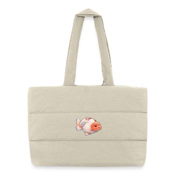 SUPER GROS RANCHU© AAA Orange blanc Ranchu Poisson rouge - Sac shopping matelassé - blanc naturel - Devant