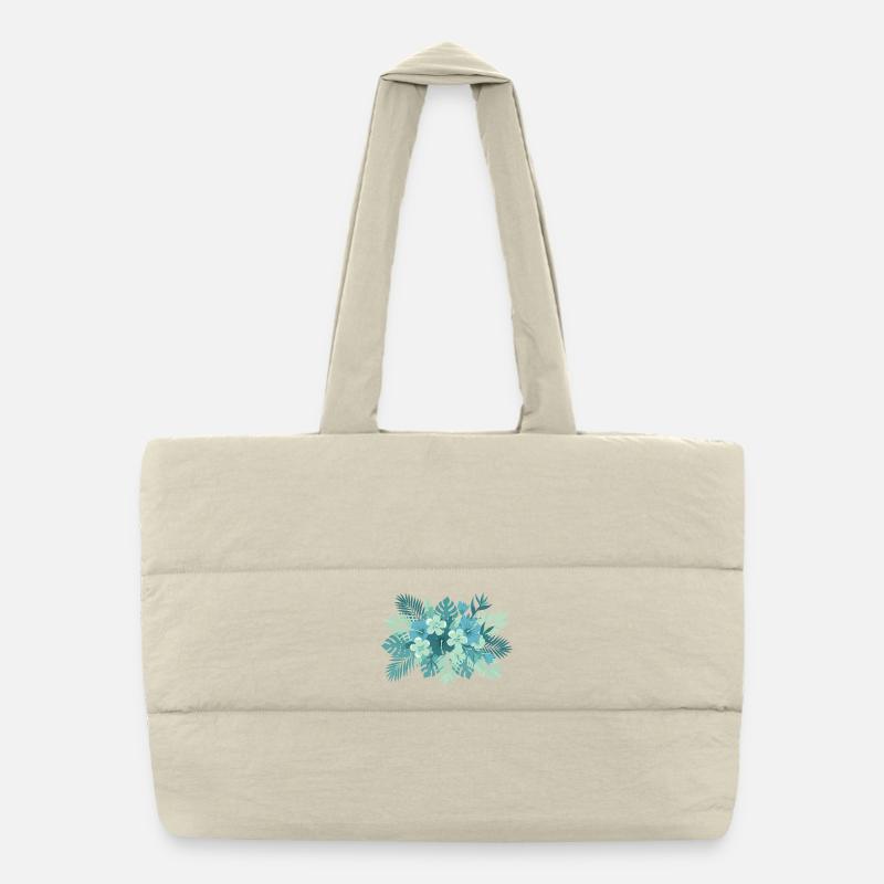 Composition florale de la sarcelle tropicale Sac shopping matelassé