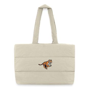 Starker Tiger Mit Fußball Für Fußballfans - Puffer-Einkaufstasche - Naturweiß - Vorne