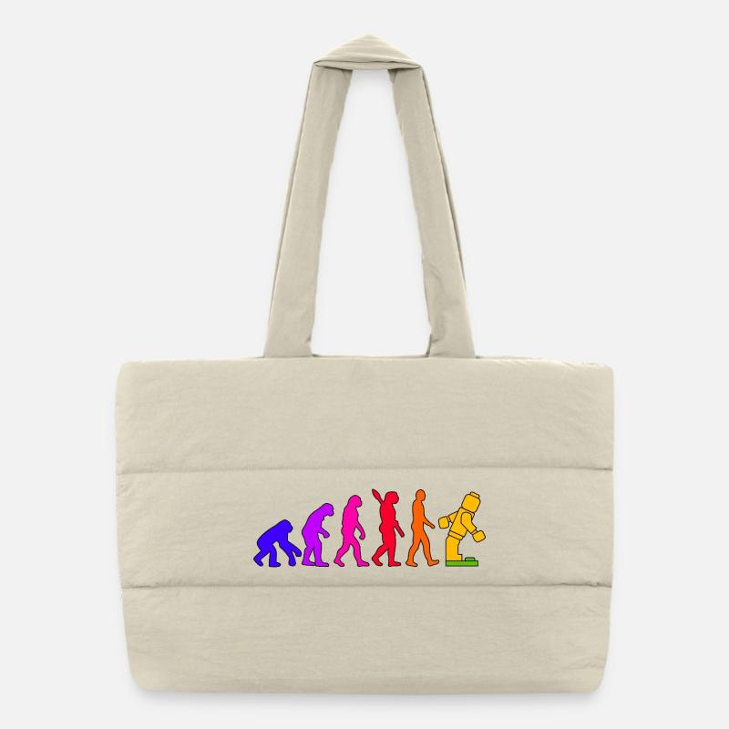 Klemmbaustein Evolution Menschheit Noppenbaustein Puffer-Einkaufstasche