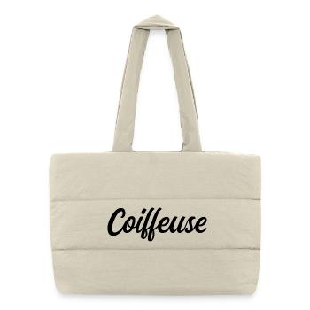 Coiffeuse Visagiste Styliste Cheveux Professionnel - Sac shopping matelassé - blanc naturel - Devant