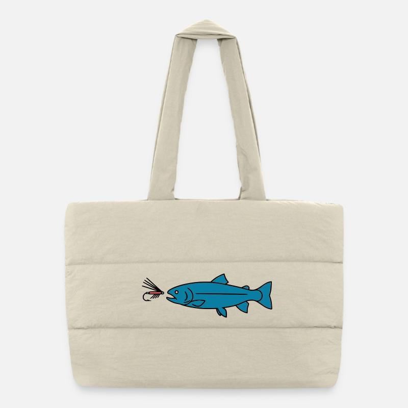 Fliegenfischen Forelle Biss Köder Vektor Puffer-Einkaufstasche