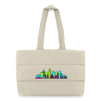 Manila City Skyline Rizal Monument Modern Art - Puffer Shopping Bag - natural - Front