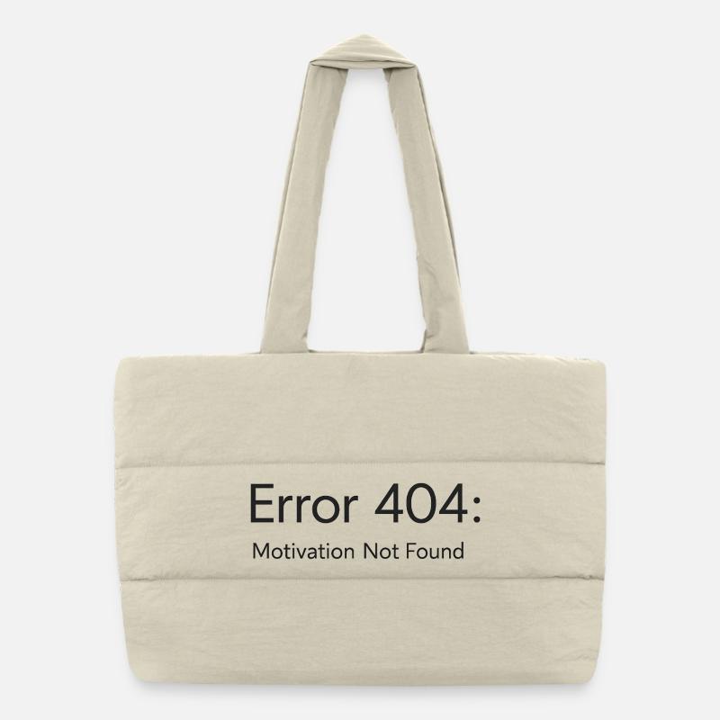 404 - Motivation non trouvée Design minimal de T-shirt Sac shopping matelassé