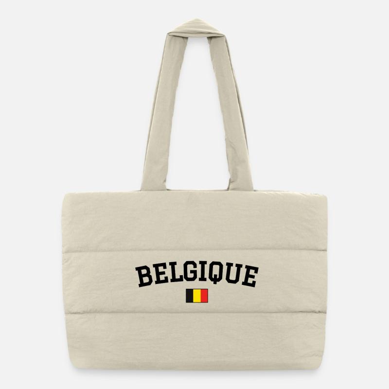 Belgium Flag Design Black Puffer Shopping Bag