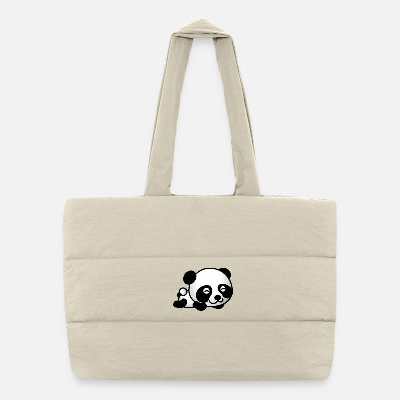 Glücklicher Panda - Puffer-Einkaufstasche - Naturweiß