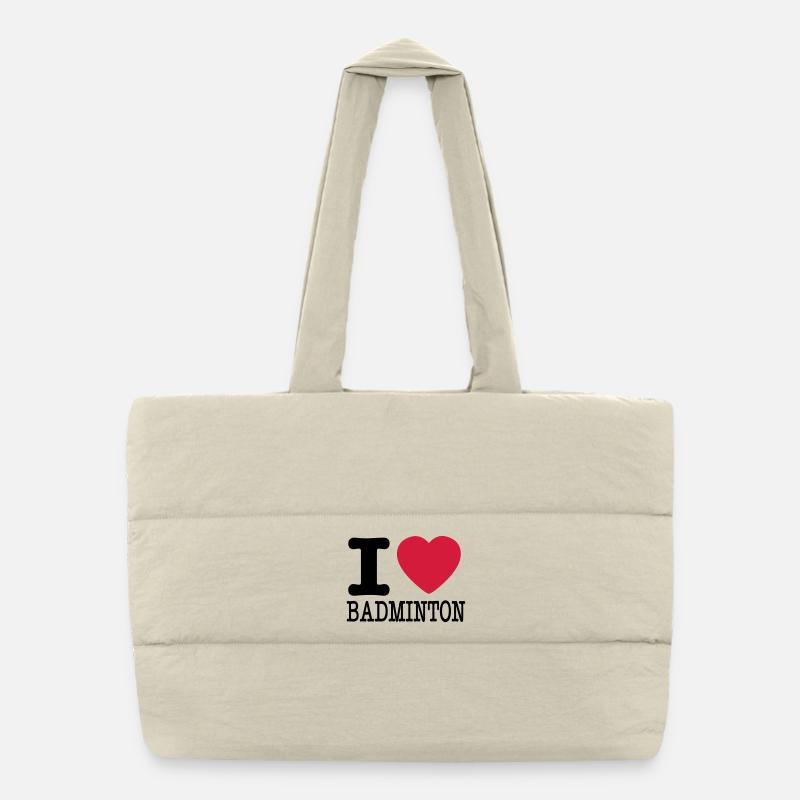 J'aime le badminton Sac shopping matelassé