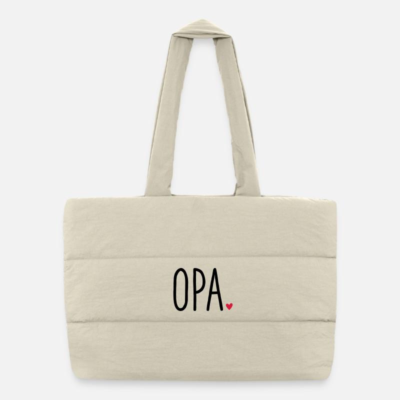 Opa Herz - Geschenk Enkel Liebe - Puffer-Einkaufstasche - Naturweiß